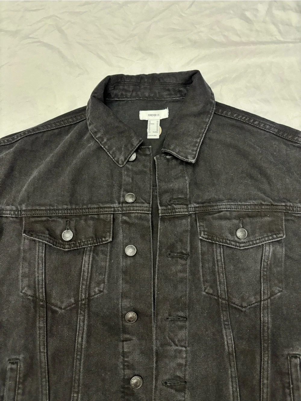 Women's Black Denim Jeans Jacket - Classic Button Front